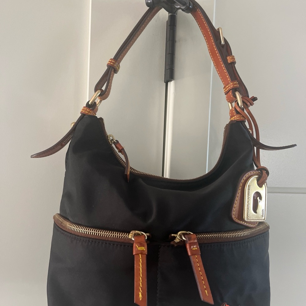 Dooney & Bourke 1975 Nylon Hobo Black Small Vintage Purse Shoulder Bag